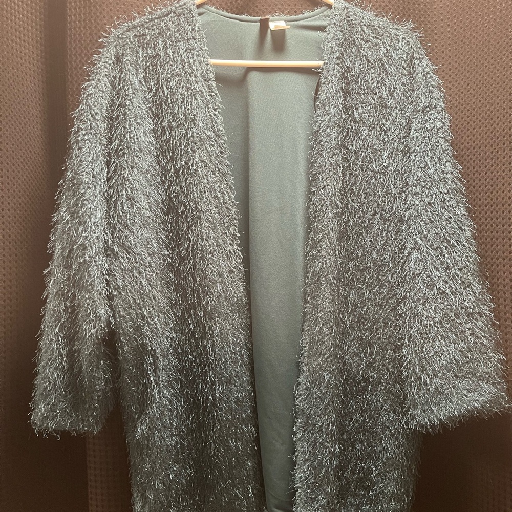 H&M Women's Silver Fuzzy Cardigan